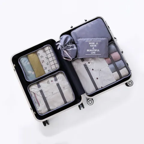 Reise Aufbewahrungstaschen Set Wasserdicht Twill Gepäck Organizer Packwürfel Mit Schuhbeutel Wäschebeutel Für Koffer