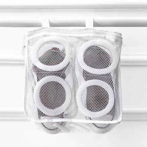 Mesh Laundry Bag For Shoes Wash Bag Portable Sneaker Washing Bag With Support Rings Travel Storage Organizer Bag