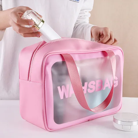 Transparent TPU Waterproof Toiletry Bag Travel Cosmetic Storage Pouch Portable Makeup Organizer Bag For Women