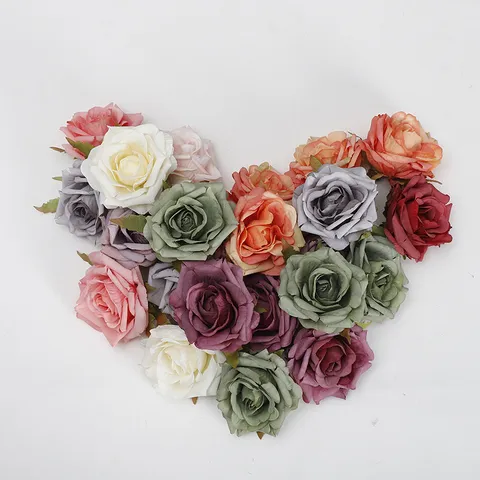 Vintage Künstliche Rosenblüten Köpfe Verbrannter Rand Falsche Blumen Für Hochzeit Party Heim Esstisch Dekor Blumenarrangement DIY Handwerk