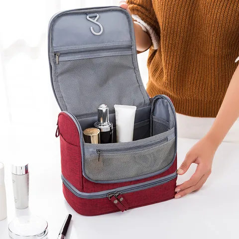 Borsa da Toeletta da Viaggio Impermeabile Grande Capacità Separazione Asciutto e Bagnato Borsetta Cosmetici Multifunzionale in Oxford per Uomo e Donna