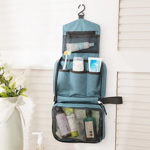 Waterdichte Reistoiletzak voor Buiten Hangende Grote Capaciteit Multifunctionele Opvouwbare Nylon Cosmetische Organizer