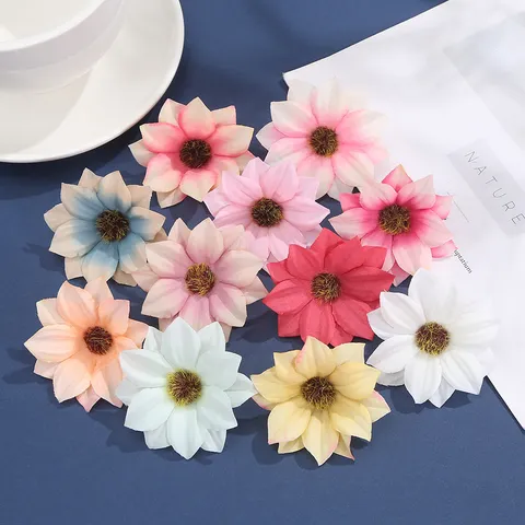 Künstliche Seide Sonnenblume Blumenköpfe DIY Handwerk Kopfbedeckung Schuhblume Hochzeit Heimdekoration Falsche Blumen Zubehör