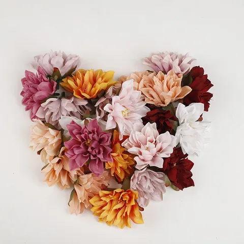 Künstliche Seiden Dahlien Blütenköpfe Mehrfarbige Falsche Blumen Für Zuhause Wohnzimmer Hochzeitsgang Fotografie Requisiten