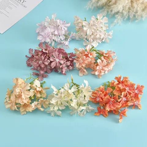 Artificial Silk Hydrangea Flower Heads Burned Edge Fake Flowers For DIY Wedding Party Home Wall Decor Photography Props
