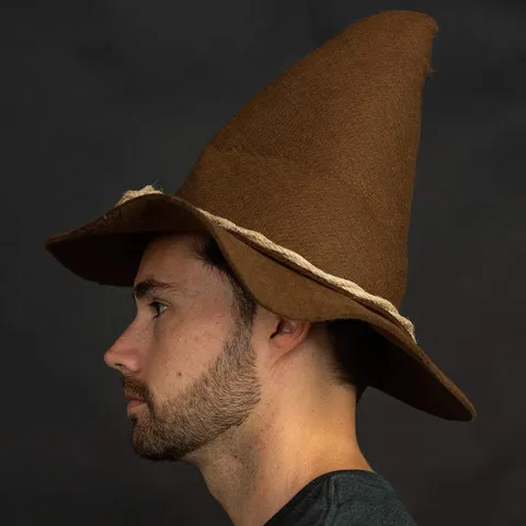 Sombrero de Bruja de Halloween de Fieltro Gorro de Mago con Decoración de Cuerda de Cáñamo Sombreros Mágicos puntiagudos para Accesorios de Disfraces