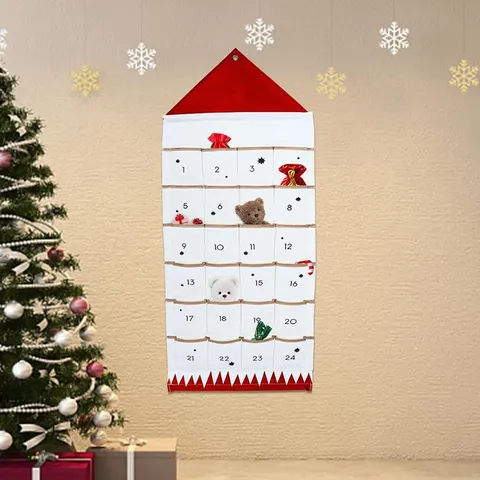 Borsa di Stoccaggio Sospesa in Tela Multitasche Organizzatore per Parete e Porta Calendario dell'Avvento di Natale Borsa per Varie