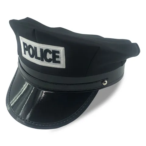 Gorra Octagonal de Poliéster Policía Cosplay Accesorio de Disfraz Sombrero Plano de Fiesta para Adultos Uniforme Transpirable