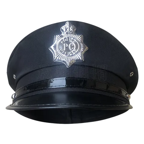Estilo Europeo Americano Sombrero De Policía Negro Cúpula Seguridad Cosplay Gorra Uniforme Disfraz Sombrero Fiesta Accesorio