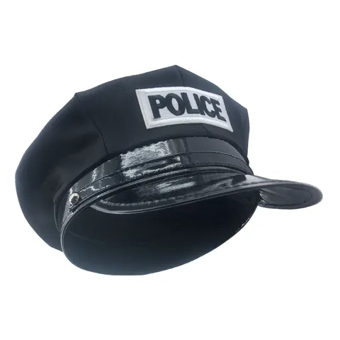 Gorra Octagonal de Poliéster Policía Cosplay Accesorio de Disfraz Sombrero Plano de Fiesta para Adultos Uniforme Transpirable