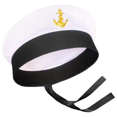 Gorro Docker de Poliéster Minimalista Tapa de Marinero Con Cinta y Diseño de Ancla Gorro de Fiesta de Vacaciones de Playa Unisex