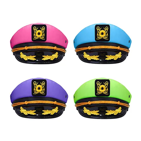 Sombrero de Capitán de Poliéster Unisex Gorra de Marinero con Ancla Bordada Sombrero Militar para Fiesta Cosplay