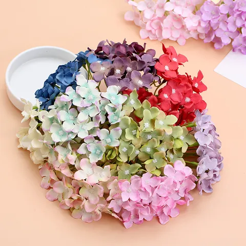 Artificial Hydrangea Flower Heads Silk Fake Flowers DIY Floral Material For Wedding Party Home Decor