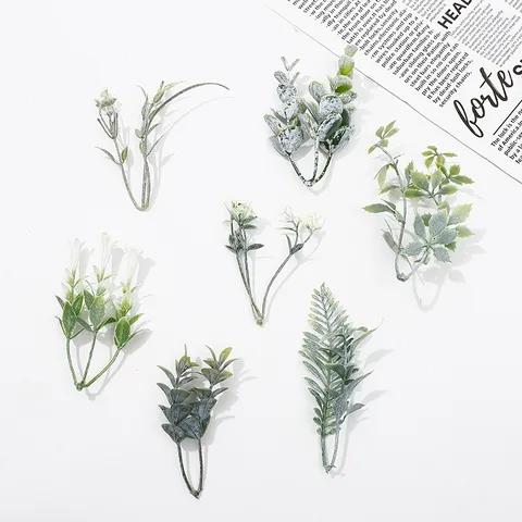Artificial Greenery Plants Plastic Fern Leaves Fake Foliage Stems For DIY Crafts Home Indoor Room Wedding Decor