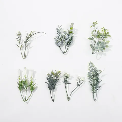 Artificial Greenery Plants Plastic Fern Leaves Fake Foliage Stems For DIY Crafts Home Indoor Room Wedding Decor