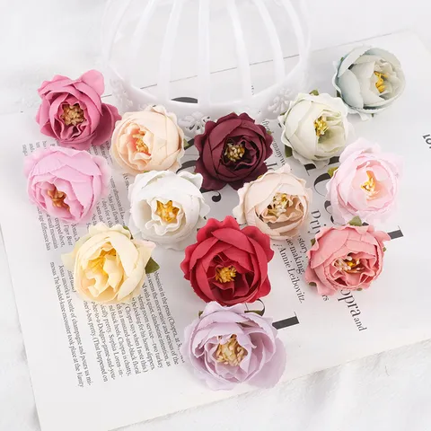 Künstliche Rosenköpfe Stoff Falsche Blumen DIY Handwerk Hochzeit Heim Party Blumen Dekoration Zubehör