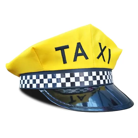 Sombrero de Disfraz de Taxista Gorra Octogonal Plana Amarilla Con Banda a Cuadros Para Fiesta Adultos Accesorios De Moda