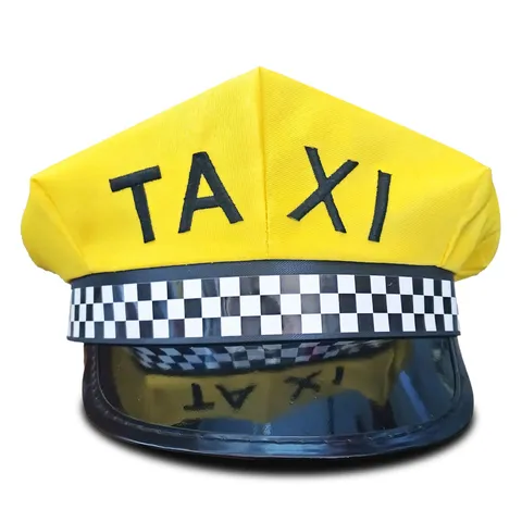 Sombrero de Disfraz de Taxista Gorra Octogonal Plana Amarilla Con Banda a Cuadros Para Fiesta Adultos Accesorios De Moda