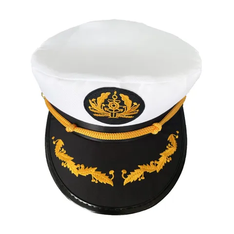 Gorra de Capitán Blanca Unisex para Adultos Gorra de Marinero Militar Insignia de Ancla Bordada Gorra de Fiesta de Disfraces Para Hombres Mujeres