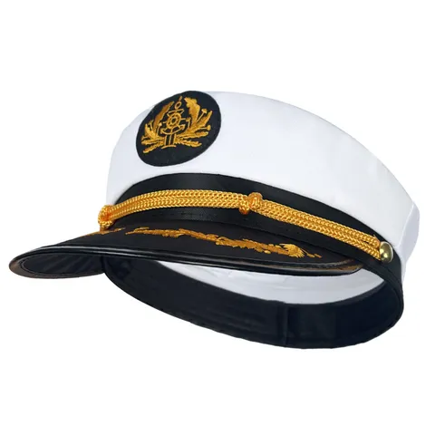 Gorra de Capitán Blanca Unisex para Adultos Gorra de Marinero Militar Insignia de Ancla Bordada Gorra de Fiesta de Disfraces Para Hombres Mujeres