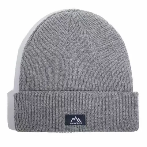 Winter Warme Strick Beanie Mütze Acryl Bündchen Totenkopf Kappe Gewebtes Etikett Outdoor Lässige Einfarbige Skimütze Für Damen Herren