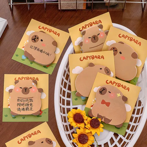 Foglietti Adesivi Capibara Carino Cartone Animato Animale Sagomato Adesivo Memo Pad Messaggio Note Scuola Ufficio Forniture Bambini Studente Premio Regalo Cancelleria