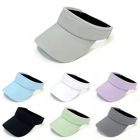 Chapeau de Visière de Soleil d'Été Léger Respirant Grand Bord Sans Top Couleur Unie pour Sports de Plein Air Voyage Homme Femme