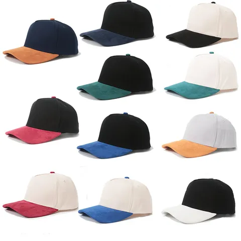 Unisex Baseballkappe Patchwork Wildleder Baumwolle Farbblock Snapback Hut Outdoor Lässig Verstellbar Sonnenschutz Schirmmütze Sport Kappe