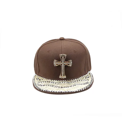 Hip Hop Gothic Kreuz Strass Verzierter Flacher Krempe Hut Für Herren Damen Street Dance Party Clubwear Accessoires