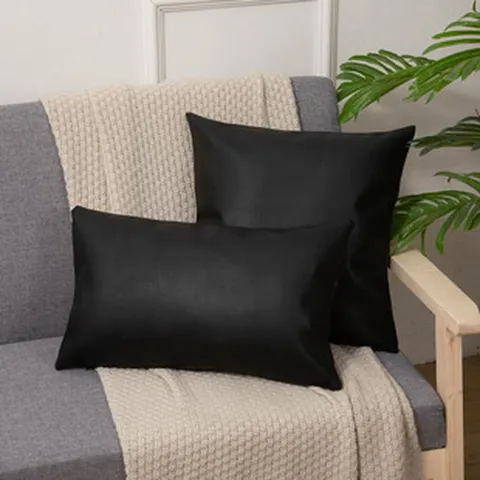 Solid Color PU Leather Throw Pillow Cover Nordic Style Decorative Cushion Cover For Sofa Car Hotel Home Decor