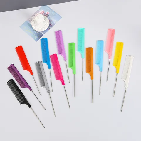 Professional Heat Resistant Tail Comb Steel Needle Styling Comb Salon Hairdressing Tool For Hair Styling And Coloring