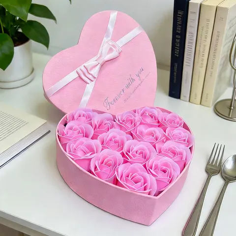 Romantisch Herzform Seifenblume Rosen Geschenkbox Mit Schleife Plüschbär Für Freundin Valentinstag Geburtstag Geschenk