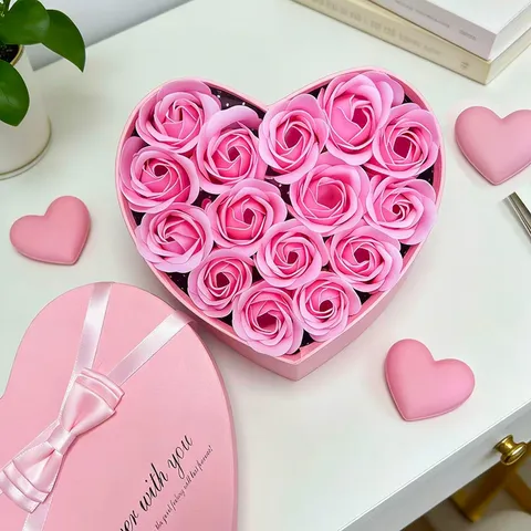 Romantisch Herzform Seifenblume Rosen Geschenkbox Mit Schleife Plüschbär Für Freundin Valentinstag Geburtstag Geschenk