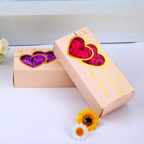 Romantische Seifenblumen Geschenkbox Herzfenster Duftende Rosen Seifenblumen Box Für Valentinstag Hochzeit Einweihung Geschenk