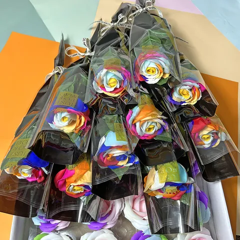 Realistische Zeepbloem Roos Kunstmatige Rozenboeket Steel Voor Huis Bruiloft Decoratie Kerstmis Valentijnsdag Cadeau Decoratieve Kunstbloem