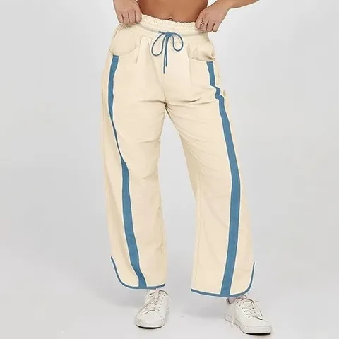 Dames Casual Losse Trekkoord Jogginghoses Kleurblok Zijstreep Rechte Lange Broek Mode Sport Jogger Broek
