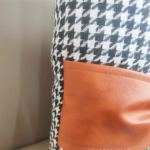 Houndstooth Velvet Throw Pillow Cover Bowknot Patchwork Decorative Cushion Case For Living Room Sofa Home Decor