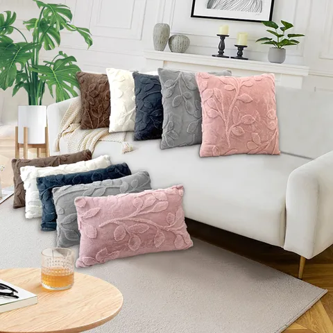 Modern Minimalist Solid Color Jacquard Plush Pillow Cover Living Room Sofa Bedroom Decorative Cushion Cover