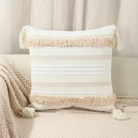 Bohemian Woven Tufted Throw Pillow Cover Tassels Nordic Geometric Decorative Cushion For Sofa Living Room Home Decor