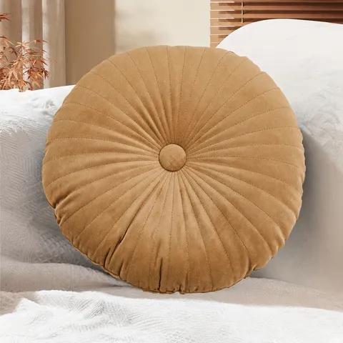 Solid Color Velvet Round Pumpkin Pillow Bedside Cushion Sofa Waist Pillow Office Chair Pad Home Decor Decorative Pillow