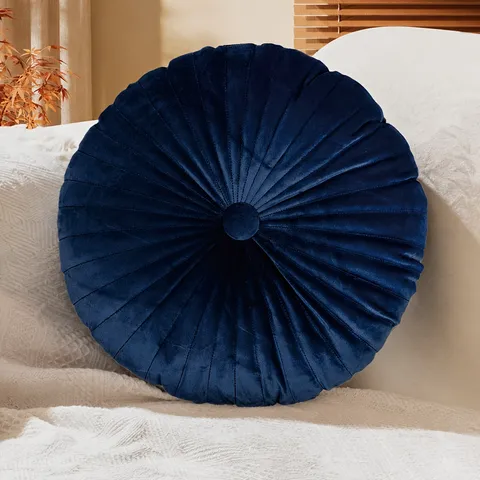 Solid Color Velvet Round Pumpkin Pillow Bedside Cushion Sofa Waist Pillow Office Chair Pad Home Decor Decorative Pillow