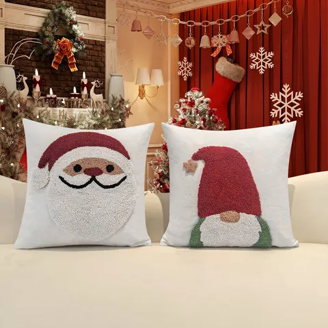 Christmas Tufted Cushion Cover Cotton Festive Decorative Pillow Case For Living Room Sofa Bedside Home Decor