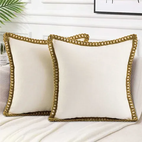 Minimalist Plush Pillow Cover Solid Color Rope Edge Soft Decorative Cushion Case For Living Room Car Sofa Home