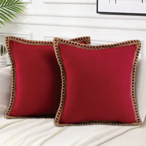 Minimalist Plush Pillow Cover Solid Color Rope Edge Soft Decorative Cushion Case For Living Room Car Sofa Home