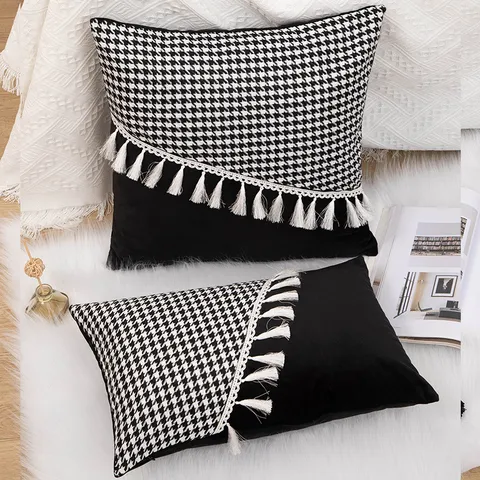 American Style Leather Spliced Throw Pillow Cover Decorative Cushion Cover For Living Room Office Sofa Home Decor
