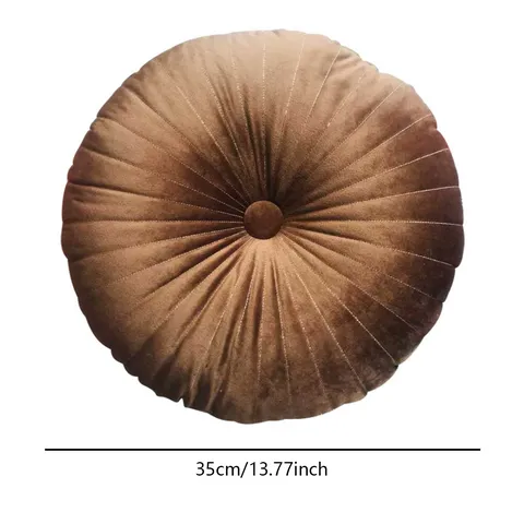 Solid Color Velvet Round Pumpkin Pillow Bedside Cushion Sofa Waist Pillow Office Chair Pad Home Decor Decorative Pillow