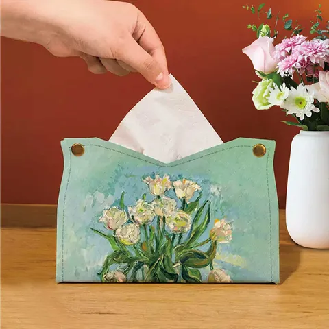 Retro Olieverf Lederen Tissuebox Luxe PU Gezichts-tissuehouder Decoratieve Desktop Opbergorganisator Woonkamer