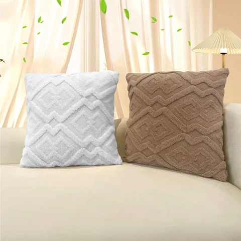 Modern Minimalist Geometric Diamond Grid Flannel Throw Pillow Cover Decorative Cushion Cover For Living Room Office Sofa Home Decor