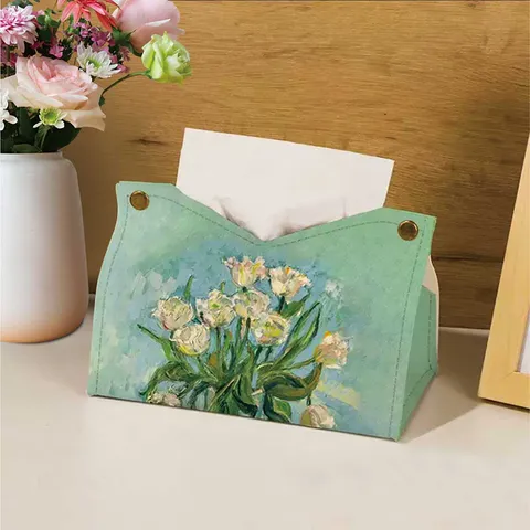 Retro Olieverf Lederen Tissuebox Luxe PU Gezichts-tissuehouder Decoratieve Desktop Opbergorganisator Woonkamer