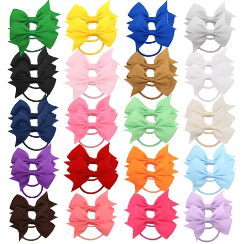 Élastique à Cheveux Nœud en Ruban Gros-grain pour Enfants Queue d'Hirondelle Colorée Bandeau Élastique Filles Bébé Accessoires Cheveux